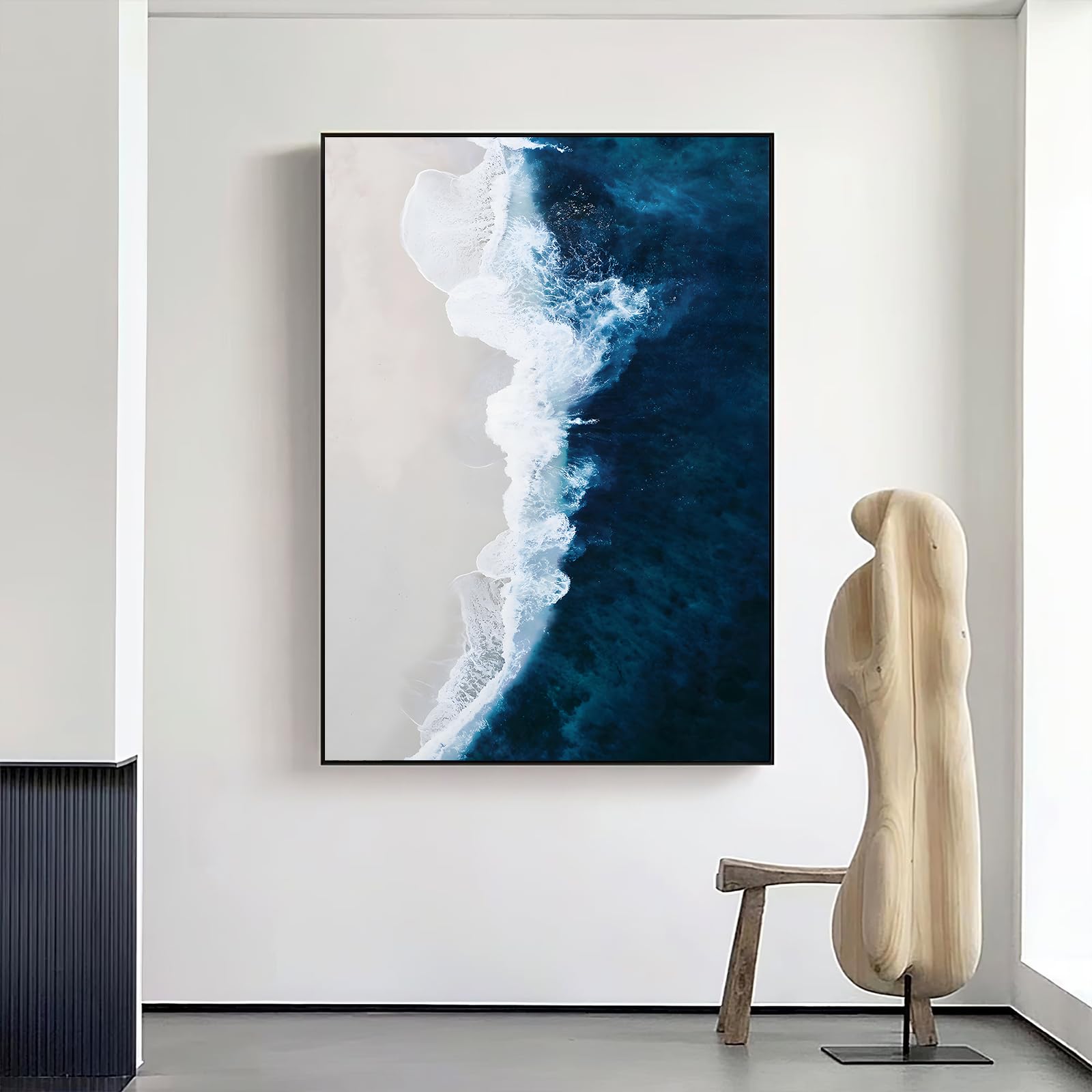 Ocean Wave Canvas Wall Art Navy Blue Ocean Pictures Beach Scene